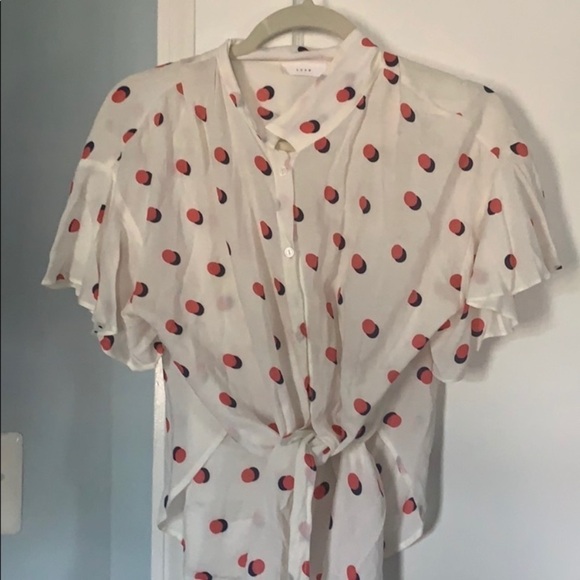 Lush flutter sleeve polka dot blouse size L - Picture 1 of 5